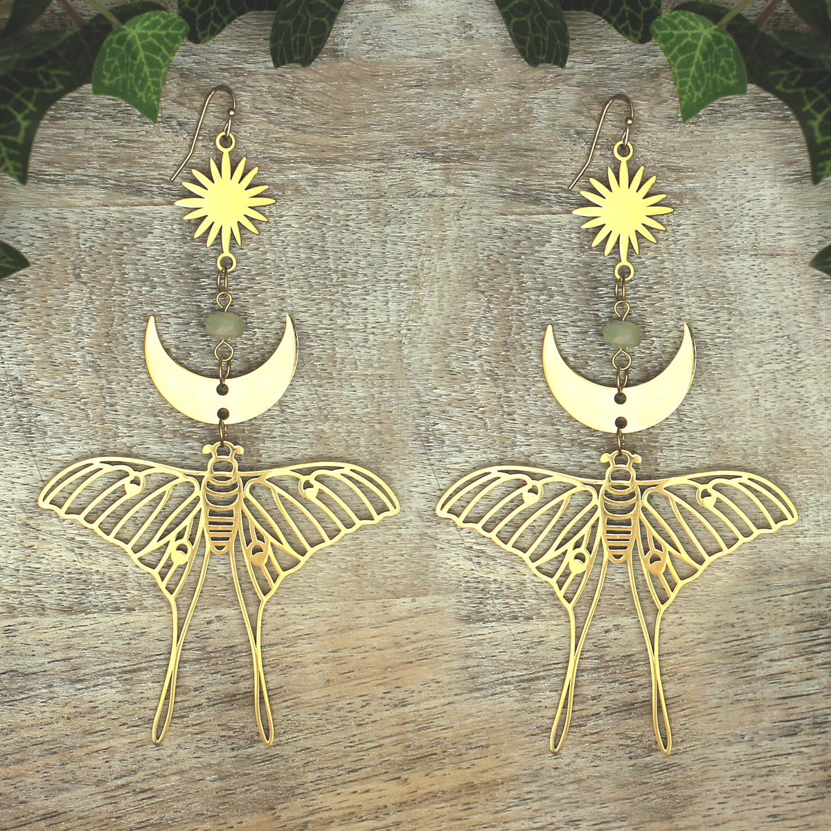 Celestial Luna Moth Oversized Gold-Tone Earrings, alternate view