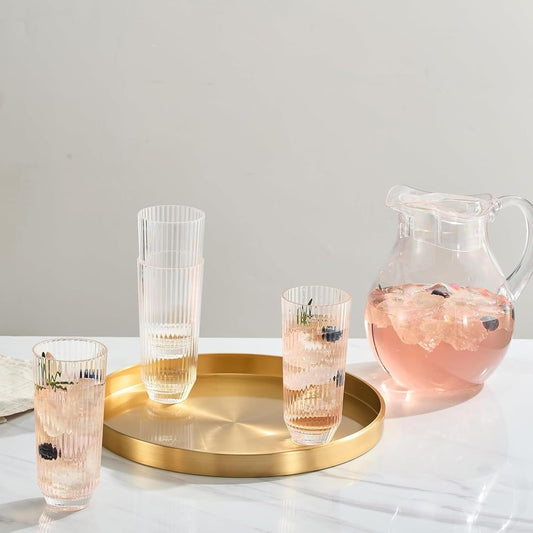Clear ribbed 12 oz Khen tumbler in shatterproof Tritan plastic
