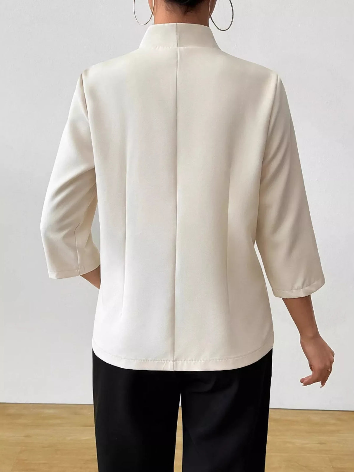 Three-Quarter Sleeves Blazer in Milky White, styled photo