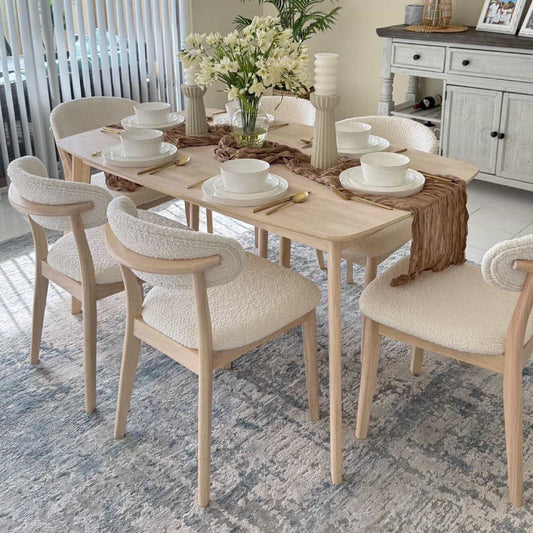 ACTU Scandinavian dining table set with upholstered chairs — view 2