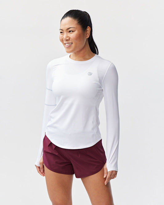 Foudy Women's Longsleeve Workout Top in White, alternate view