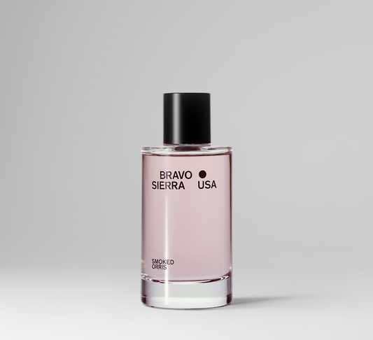 Bottle of Bravo Sierra USA cologne on a light gray background