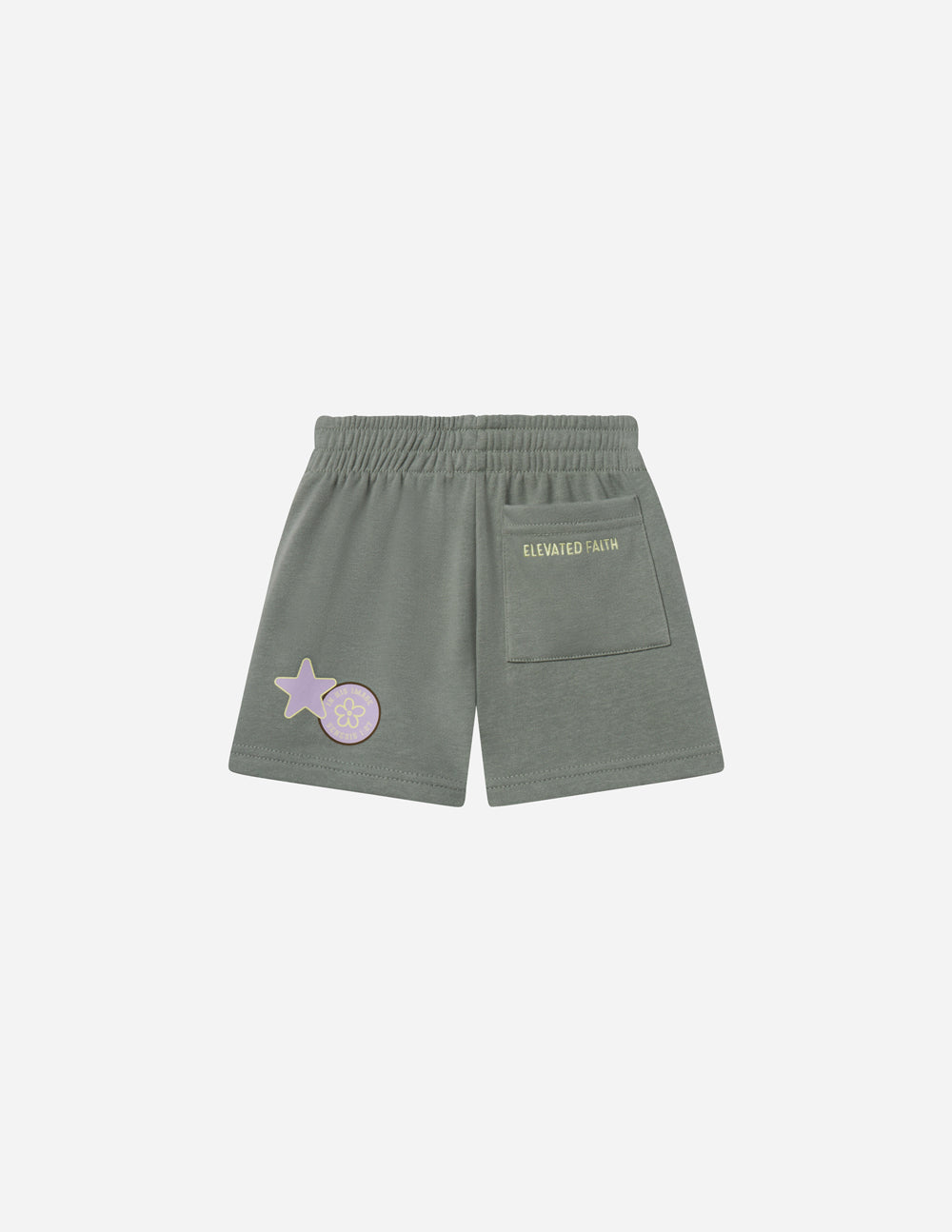 God Made Me Kids Shorts in Millstone Grey, styled photo (2)