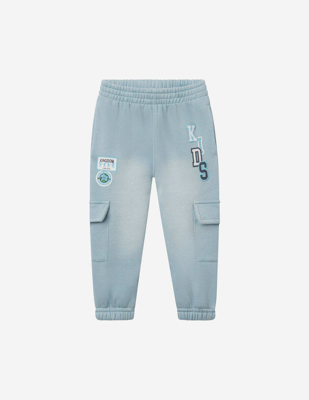 Kingdom Kids Cargo Sweatpants in Air Blue, styled photo (2)