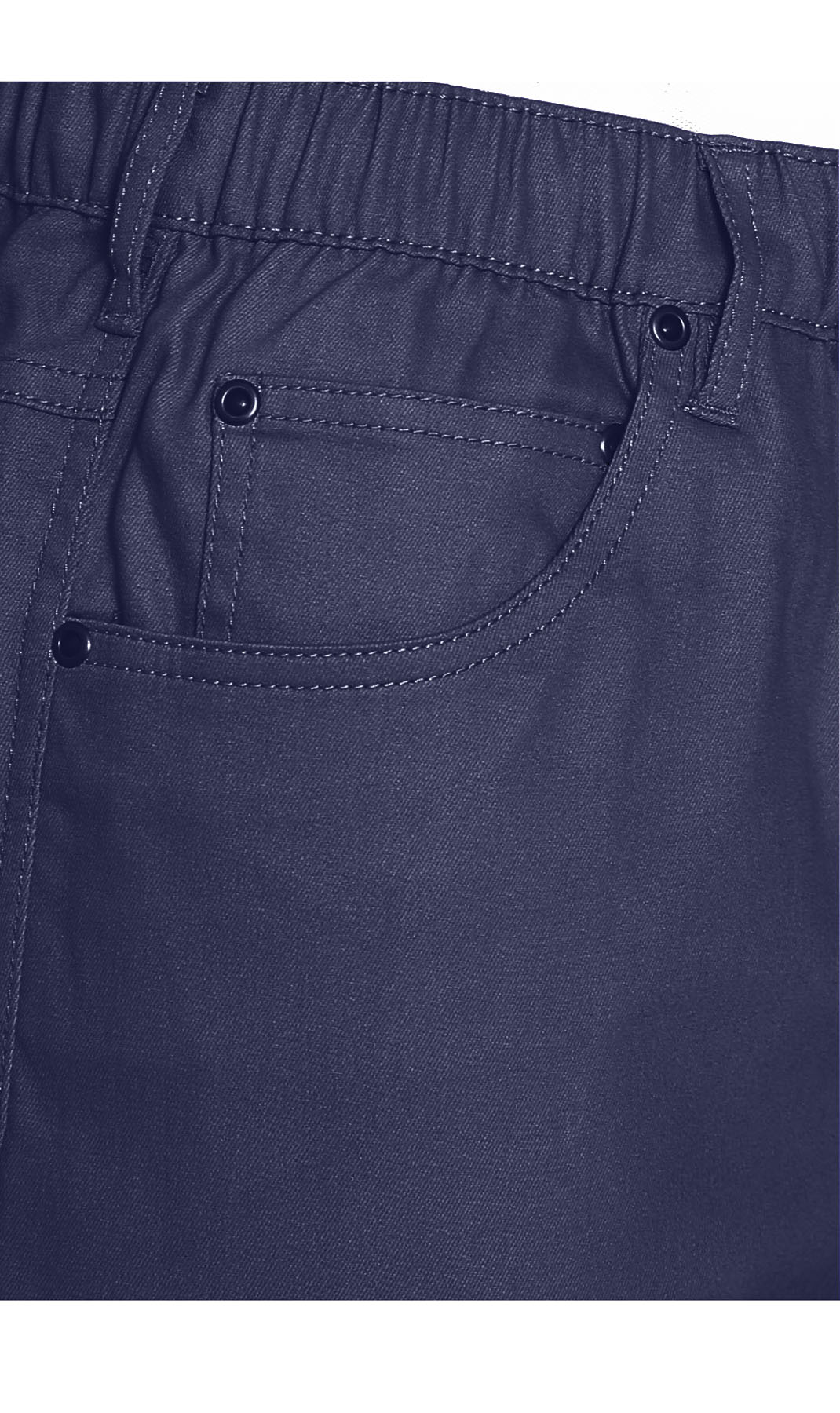 Turtle Bay men's pull-on stretch denim and twill shorts in Twill Navy, pocket detail