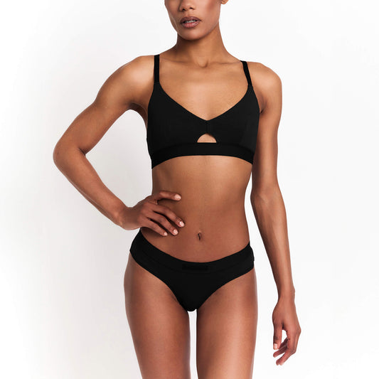 Hemp & Organic Cotton Mid-Rise Brief in Black, alternate view