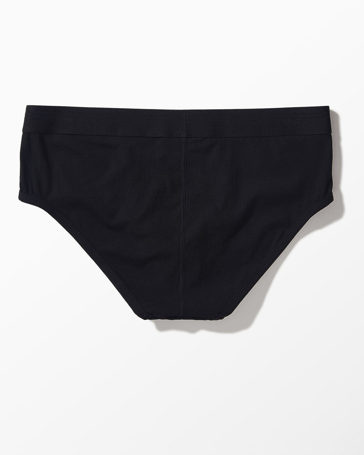 Black swim briefs on a white background