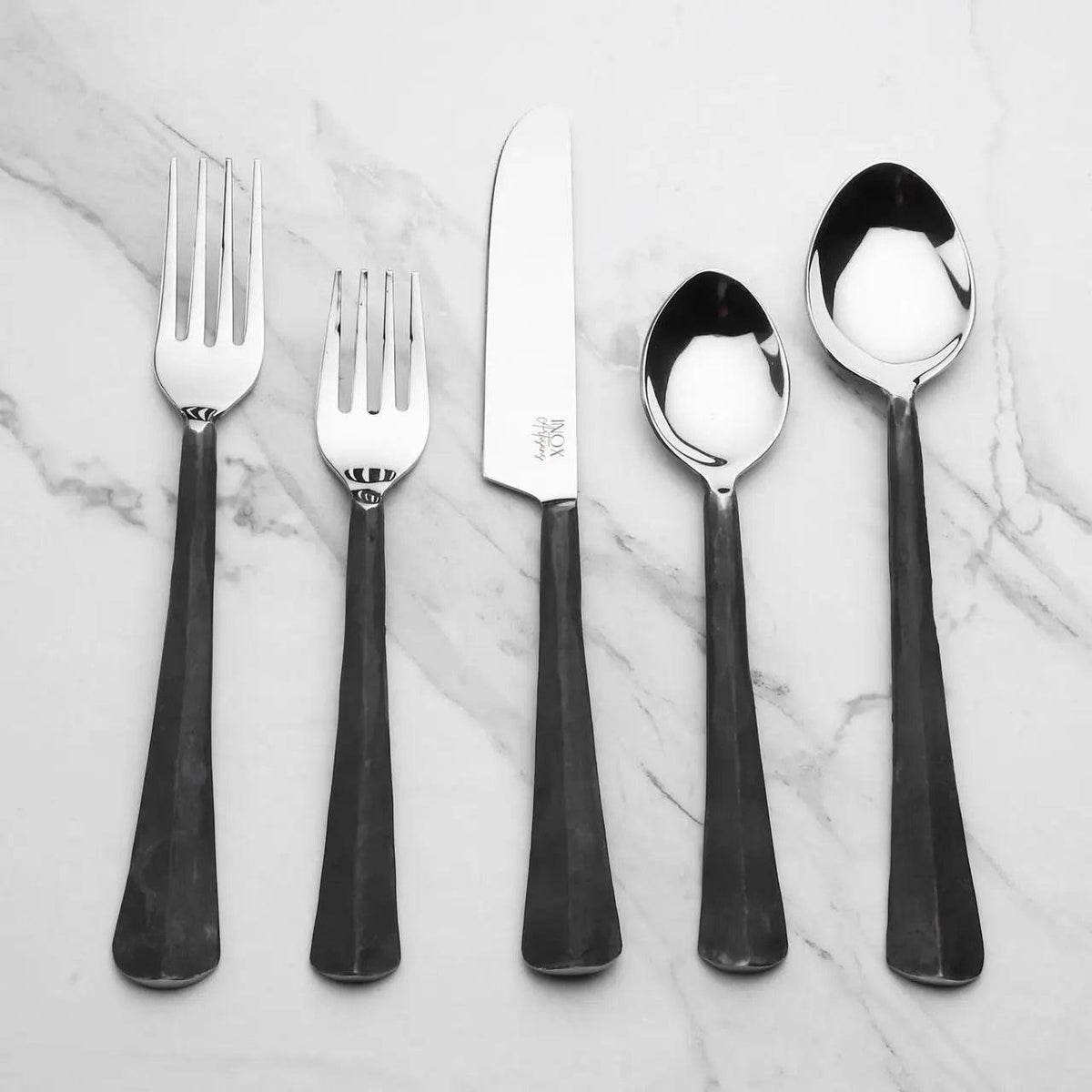Ridge artisan-forged stainless steel flatware from INOX Artisans