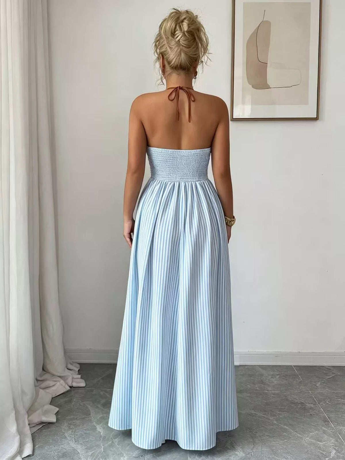 Striped Halter Neck Maxi Dress, product photo (2)
