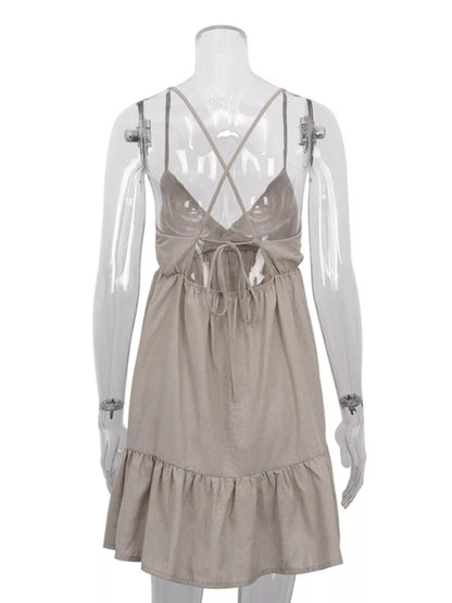 Backless Spaghetti Strap Mini Dress