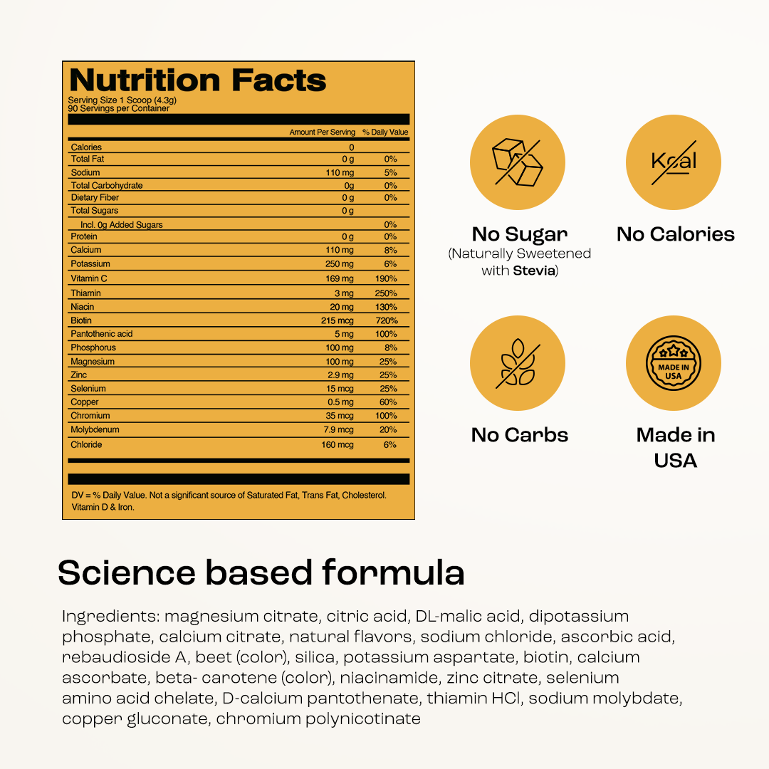 Key Nutrients Electrolyte Recovery Plus powder, supplement facts panel (2)