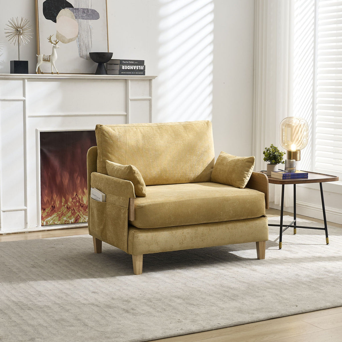 Convertible sofa bed with three lumbar and back support pillows (view 7)