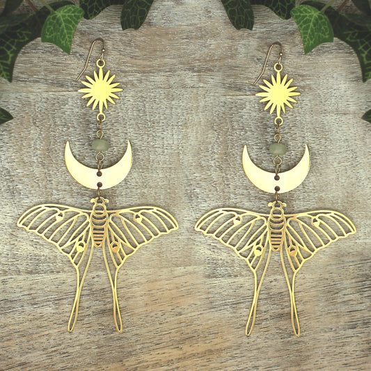 Celestial Luna Moth Oversized Gold-Tone Earrings, alternate view