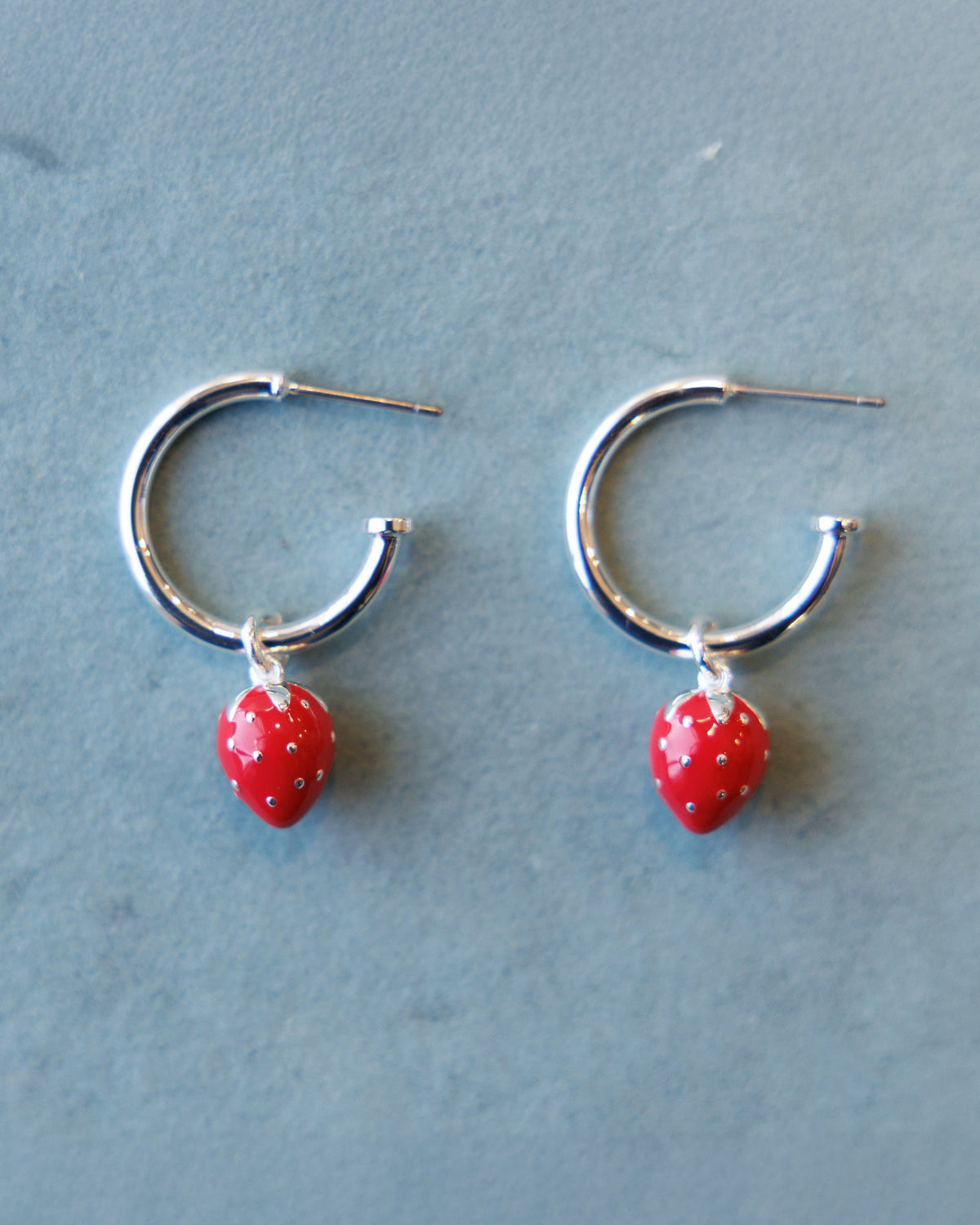 Downeast Silver Strawberry Fields Forever Earrings, 20mm hoops, product photo