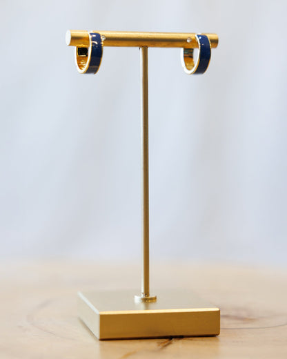 Downeast Blue Moon Huggie Hoops in gold, alternate view