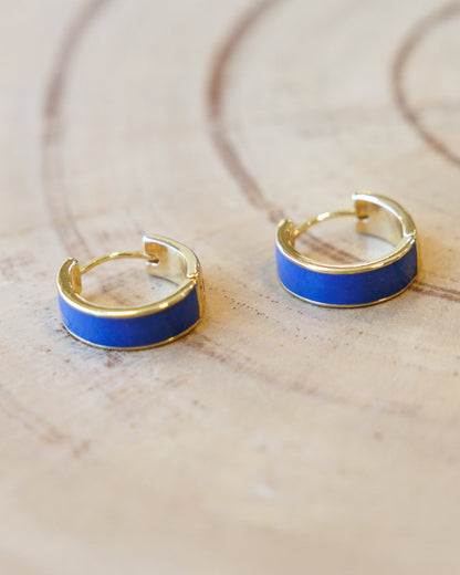 Downeast Blue Moon Huggie Hoops in gold, product photo