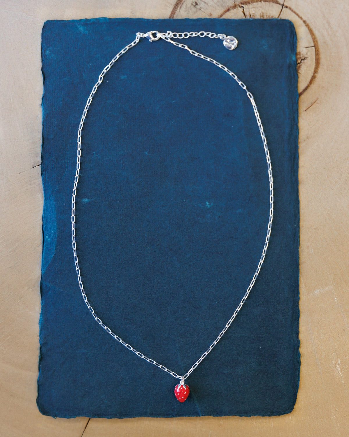 Downeast Silver Strawberry Fields Forever Necklace, strawberry charm, product photo