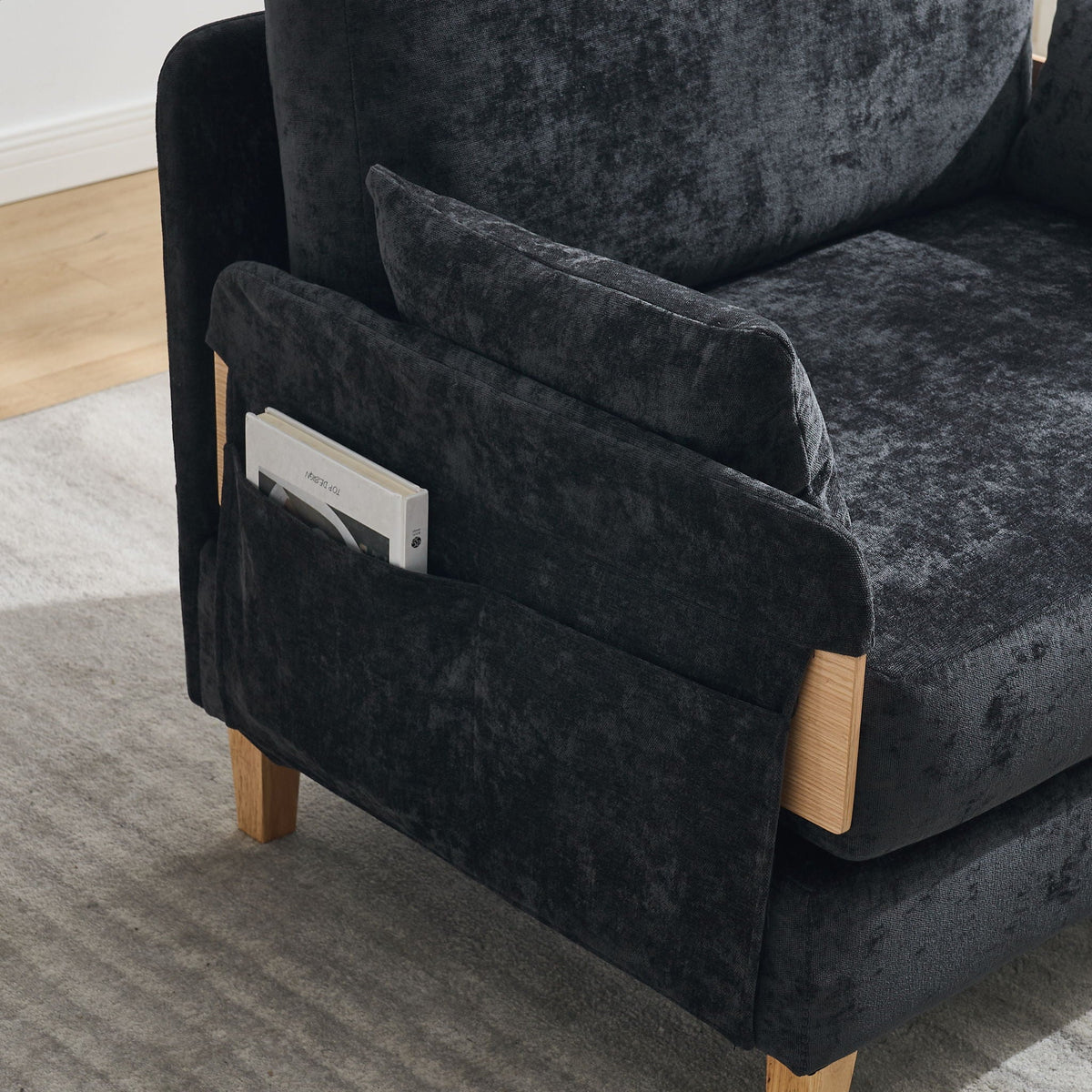 Mid century modern foldable sofa bed, side profile (view 9)