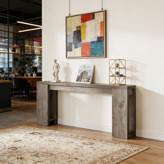 Slim 70.92-inch console table in an entryway