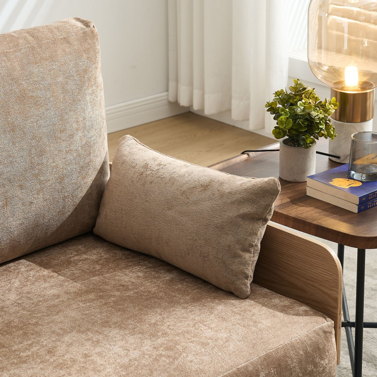 Convertible sofa bed solid wood leg detail (view 12)