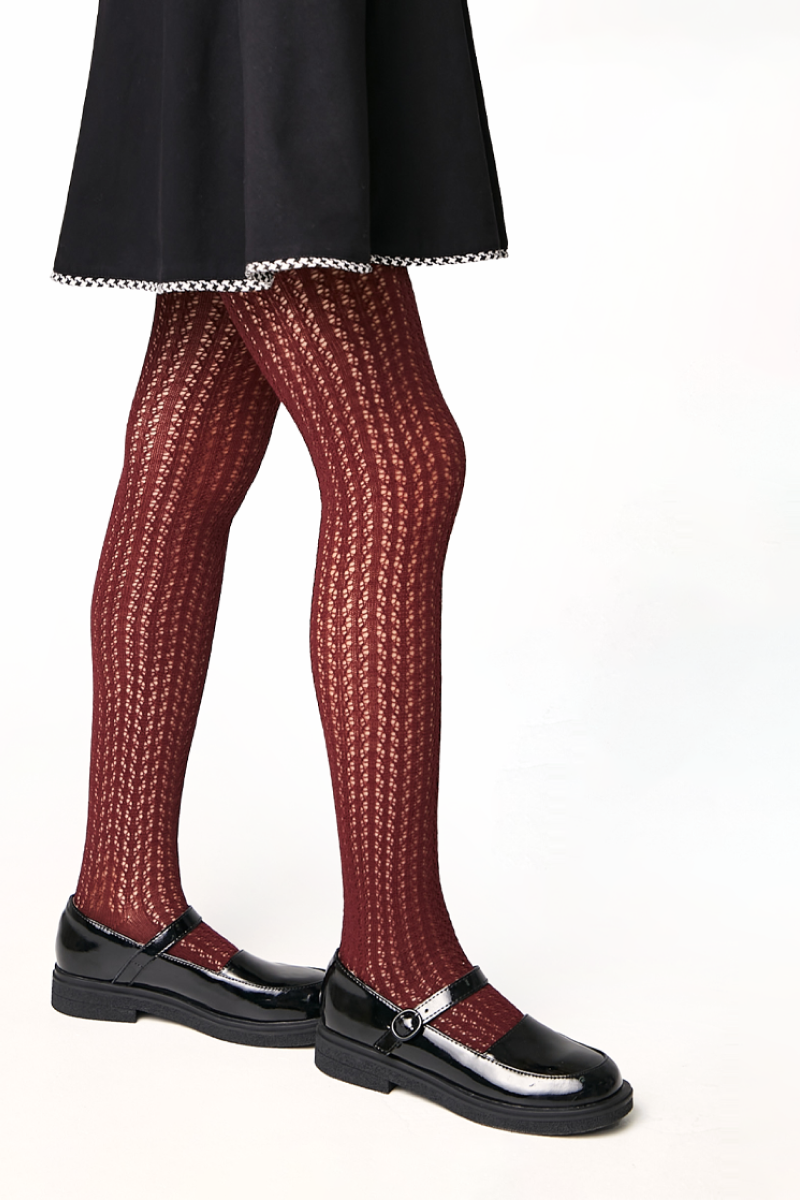 Conte-Kids Miss 618 cotton tights with mesh pattern, alternate view (3)