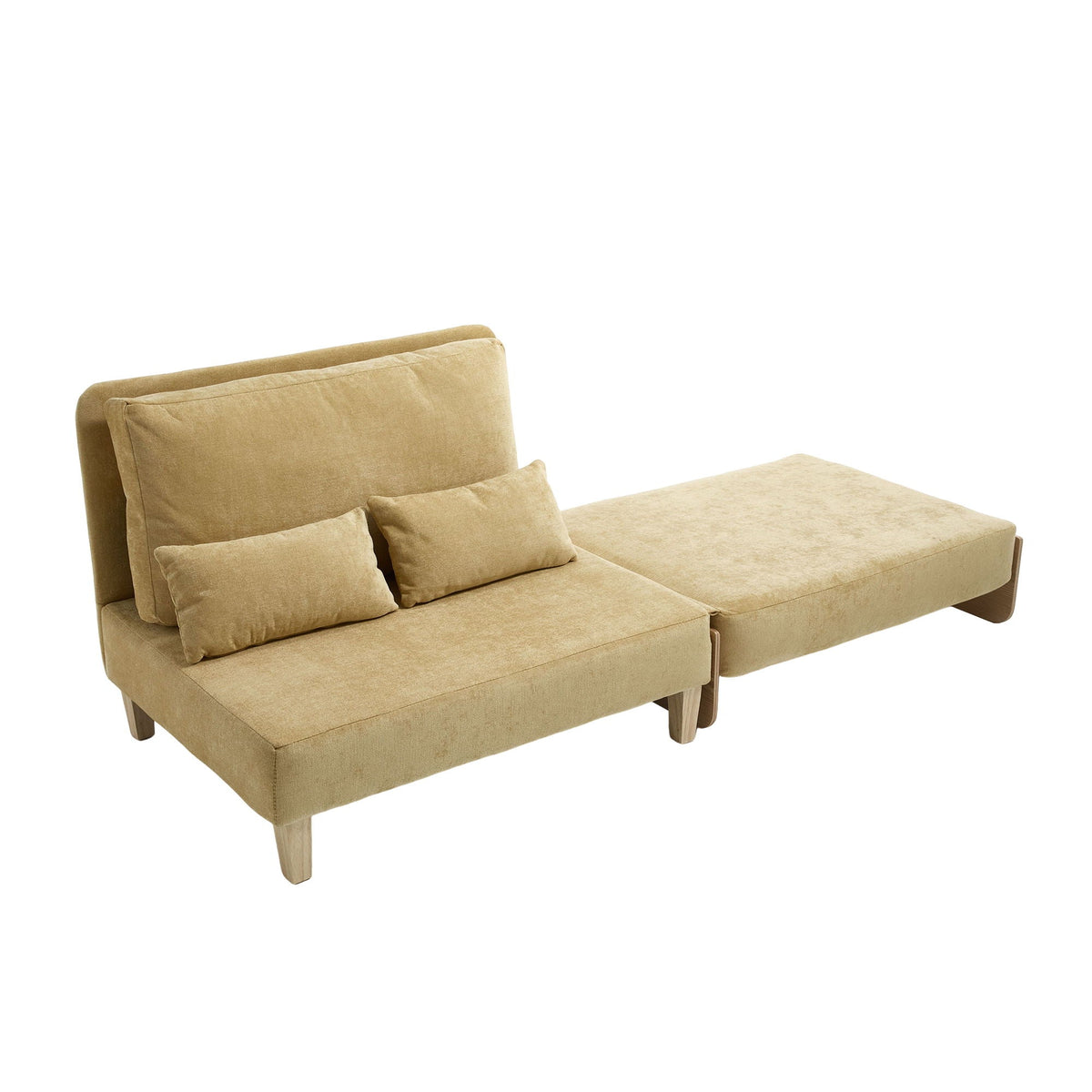 Mid century modern convertible sofa bed in sofa position (view 2)