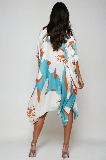 Ocean Bloom Aquamarine Kimono Wrap, product photo