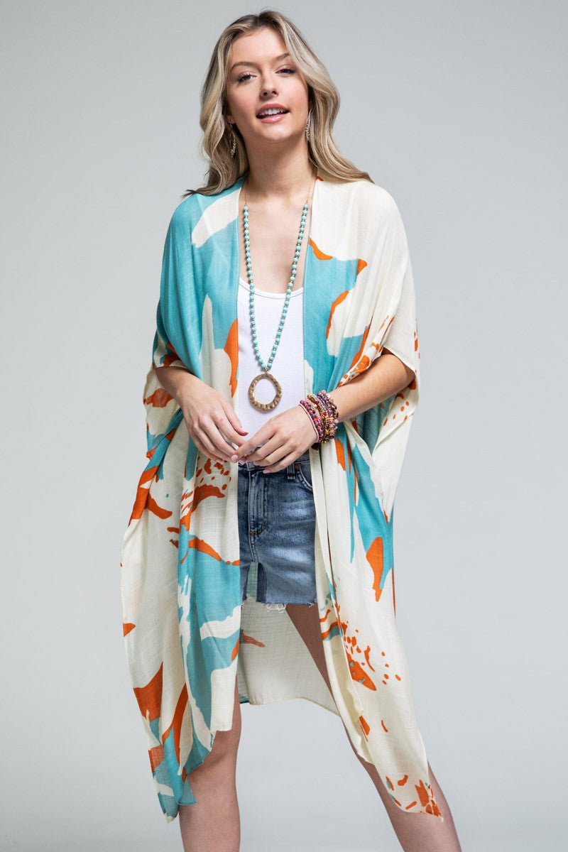 Ocean Bloom Aquamarine Kimono Wrap, alternate view