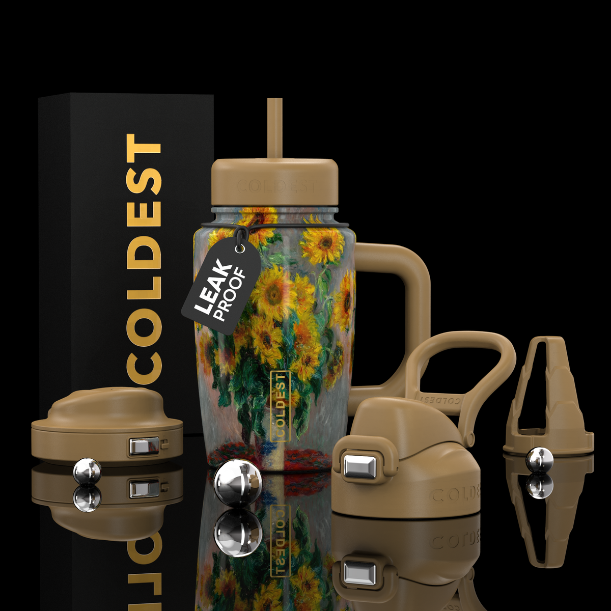 COLDEST 15oz Limitless Ultra v8 water bottle in Bouquet of Sunflowers Ultra, main product photo