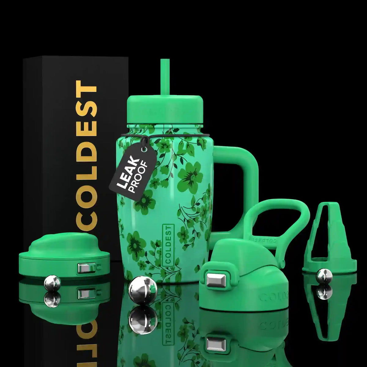 COLDEST 15oz Limitless Ultra v8 water bottle in Clover Floral Ultra, main product photo