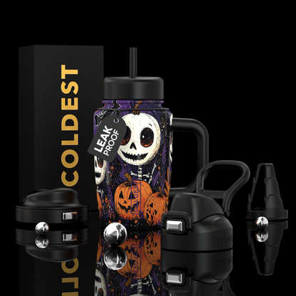 COLDEST 15oz Limitless Ultra v8 water bottle in Deadly Pumpkin Heads, main product photo