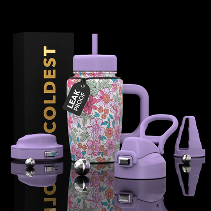 COLDEST 15oz Limitless Ultra v8 water bottle in Flirt & Flower Ultra, main product photo