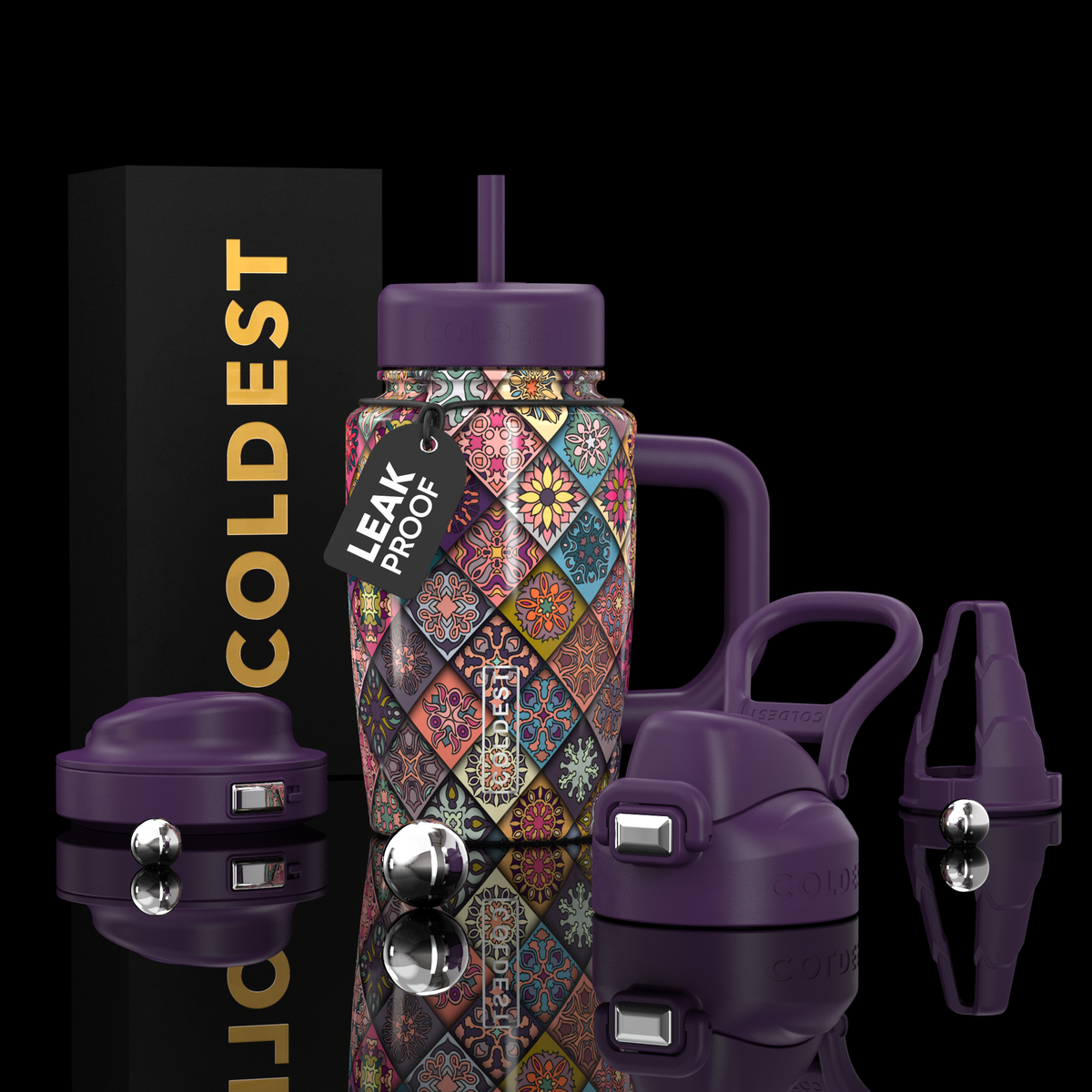 COLDEST 15oz Limitless Ultra v8 water bottle in Mosaic Bloom Ultra, main product photo