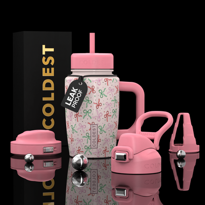 COLDEST 15oz Limitless Ultra v8 water bottle in Pink Bows Ultra, main product photo