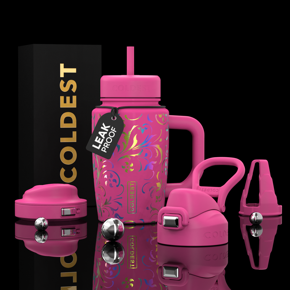 COLDEST 15oz Limitless Ultra v8 water bottle, main product photo, styled photo