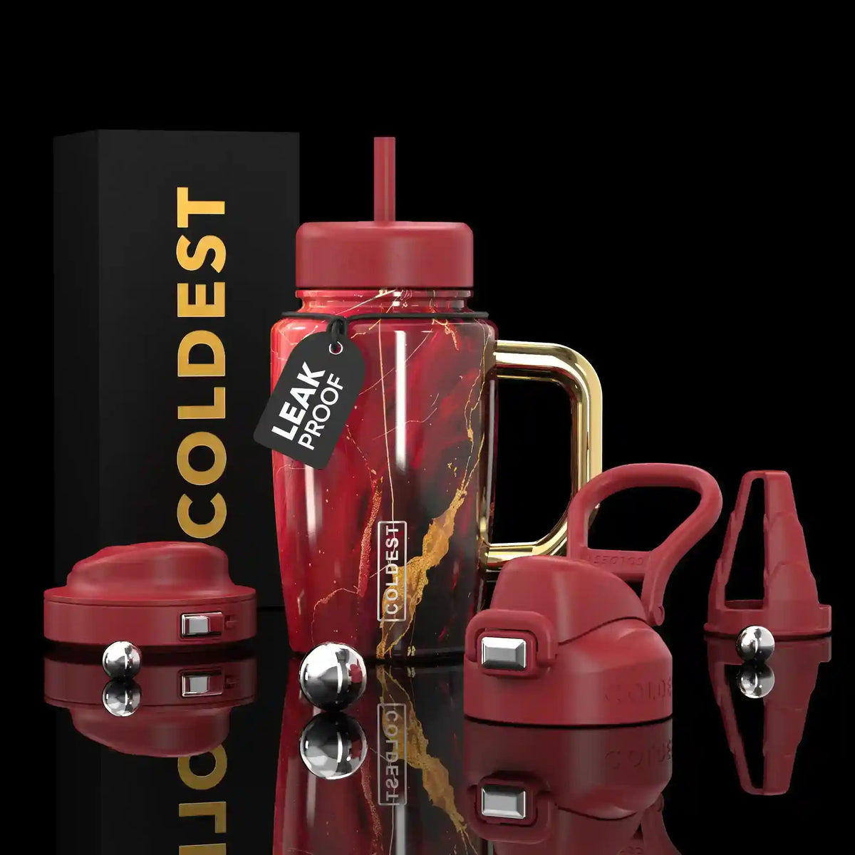 COLDEST 15oz Limitless Ultra v8 water bottle in Red Luna Ultra, main product photo