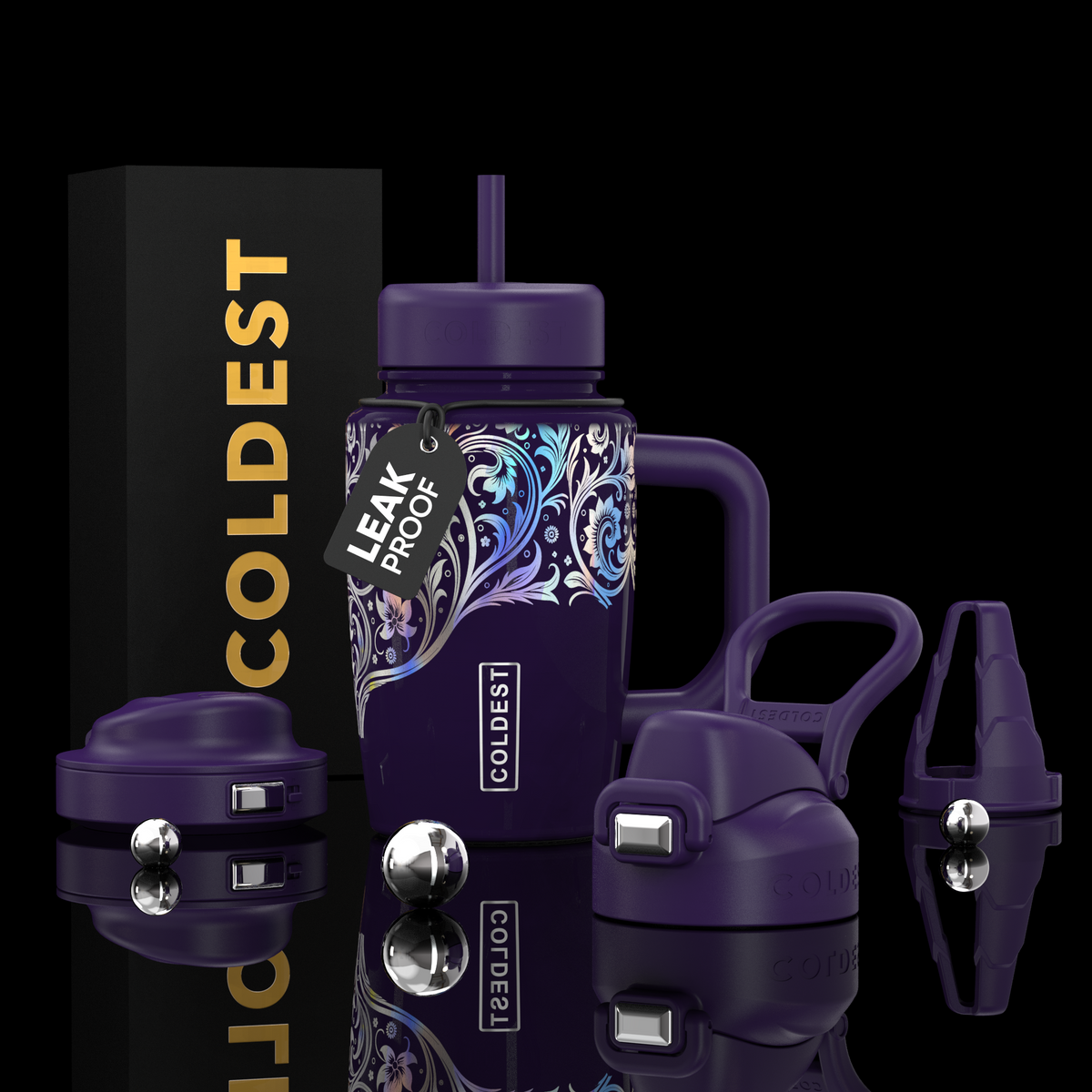 COLDEST 15oz Limitless Ultra v8 water bottle in Secret Garden Ultra, main product photo
