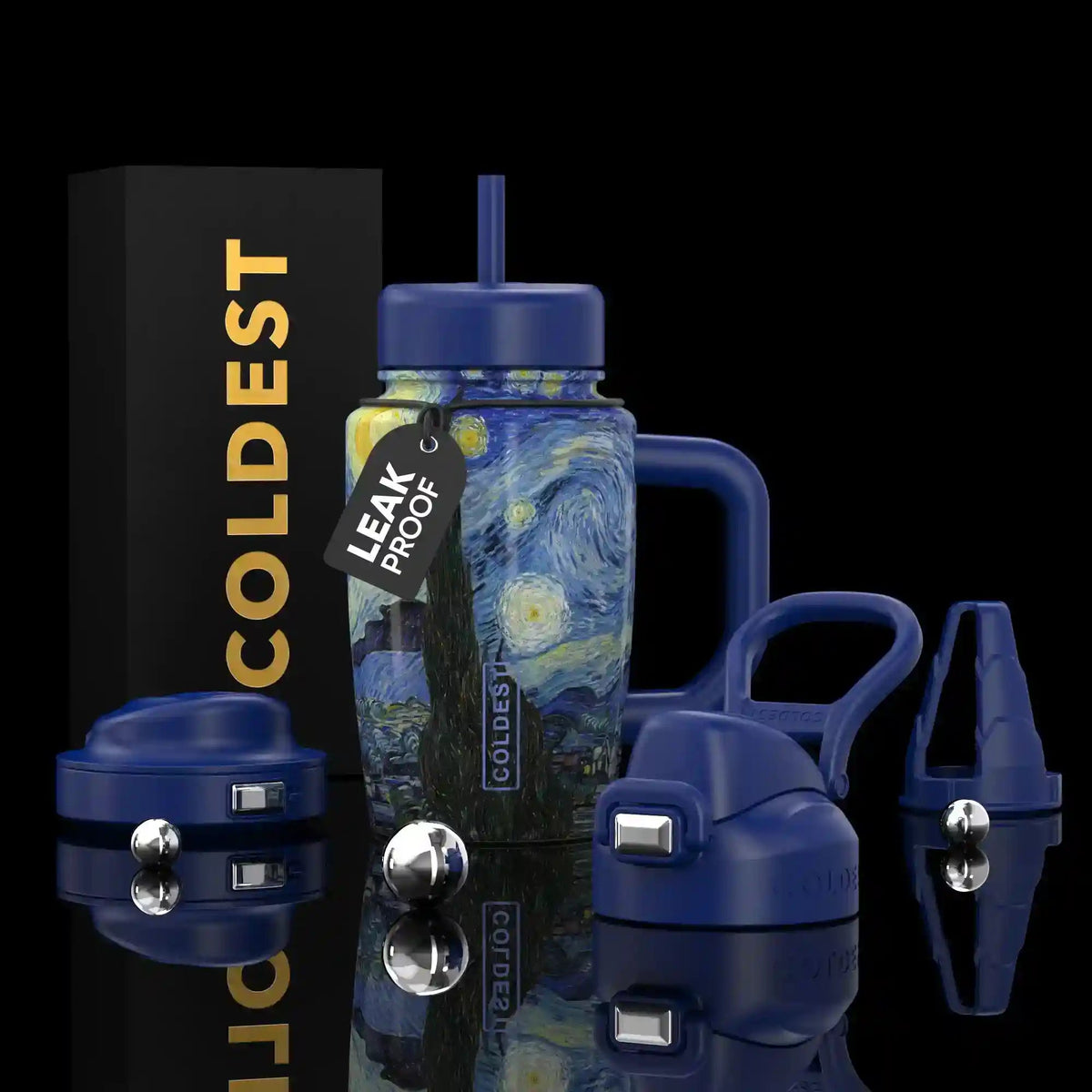 COLDEST 15oz Limitless Ultra v8 water bottle in Starry Night Ultra, main product photo