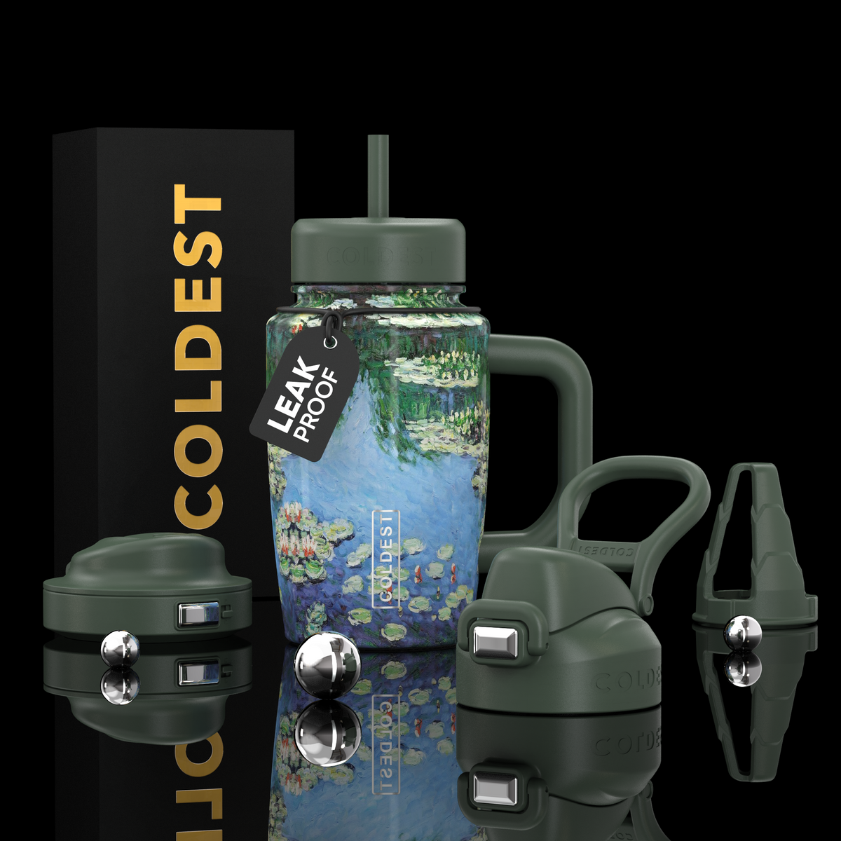 COLDEST 15oz Limitless Ultra v8 water bottle in Water Lilies Ultra, main product photo