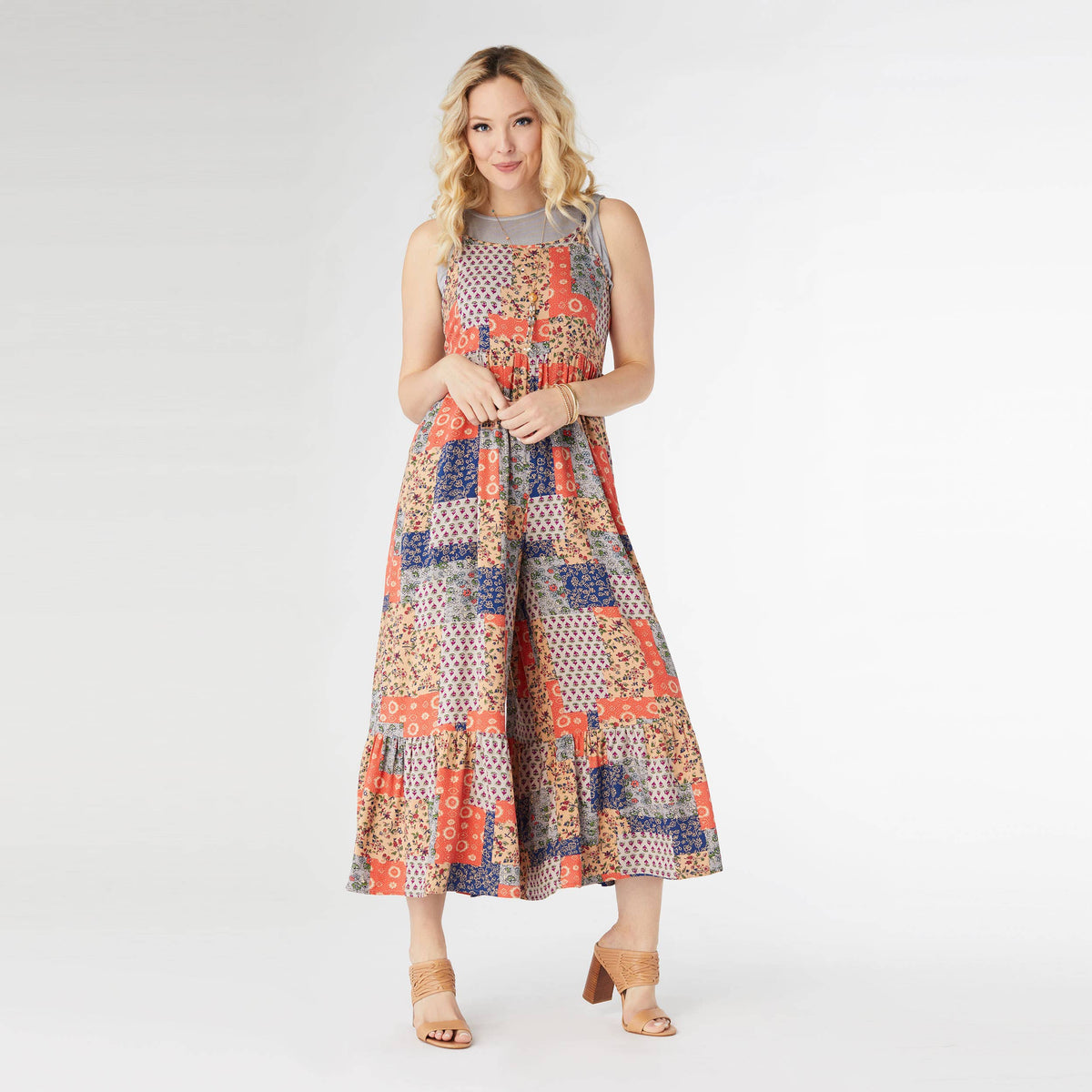 Fitkitty Culture Serenity patchwork jumpsuit in a multicolor print, further view