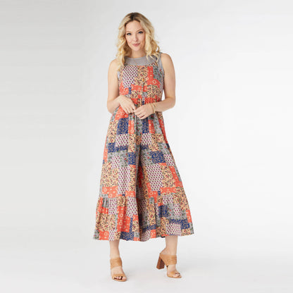Fitkitty Culture Serenity patchwork jumpsuit in a multicolor print, further view