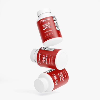Minimo Nutrition Bone & Heart Support 60 count bottle, label view four