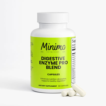 Minimo Nutrition Digestive Enzyme Pro Blend, 60 ct, label image, product photo