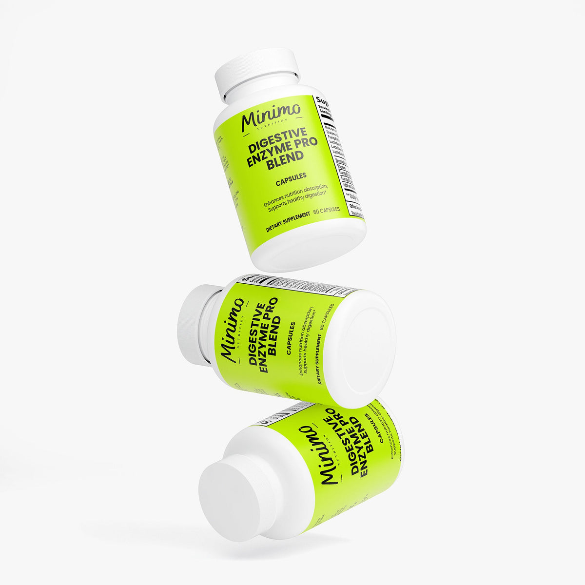 Minimo Nutrition Digestive Enzyme Pro Blend, 60 ct, label image, alternate view