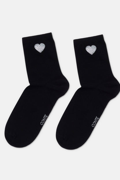 Conte Classic 427 cotton socks with shimmering heart pattern, product photo (4)