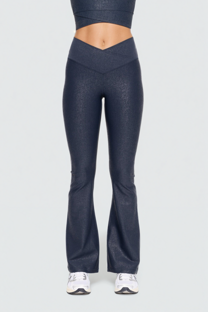 Fitkitty Culture Luxe Edge foil flare leggings, alternate view 12
