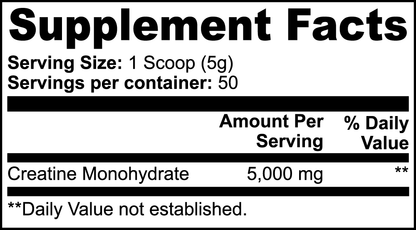 Minimo Nutrition Creatine Monohydrate Powder Supplement Facts panel label image