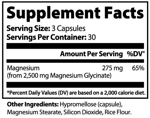 Minimo Nutrition Magnesium Glycinate Supplement Facts panel label image