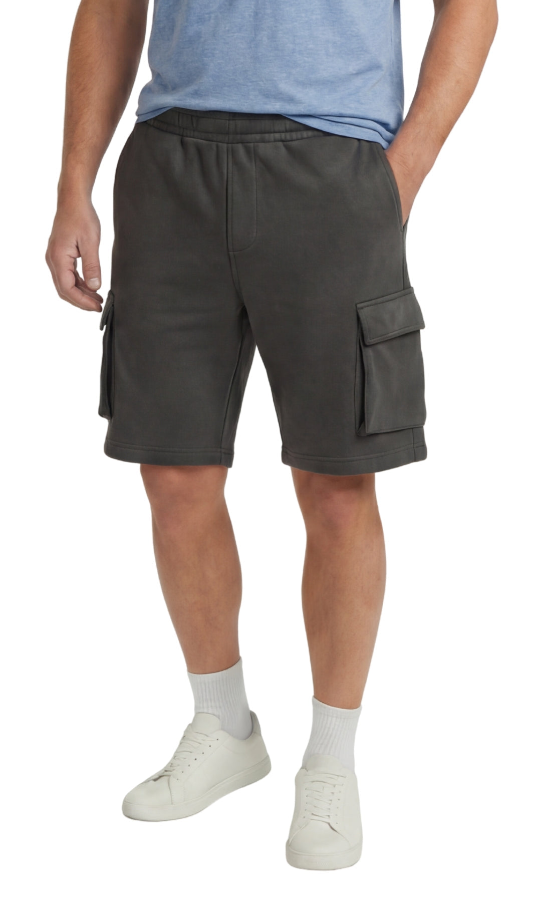Turtle Bay men's fleece cargo shorts in Charcoal