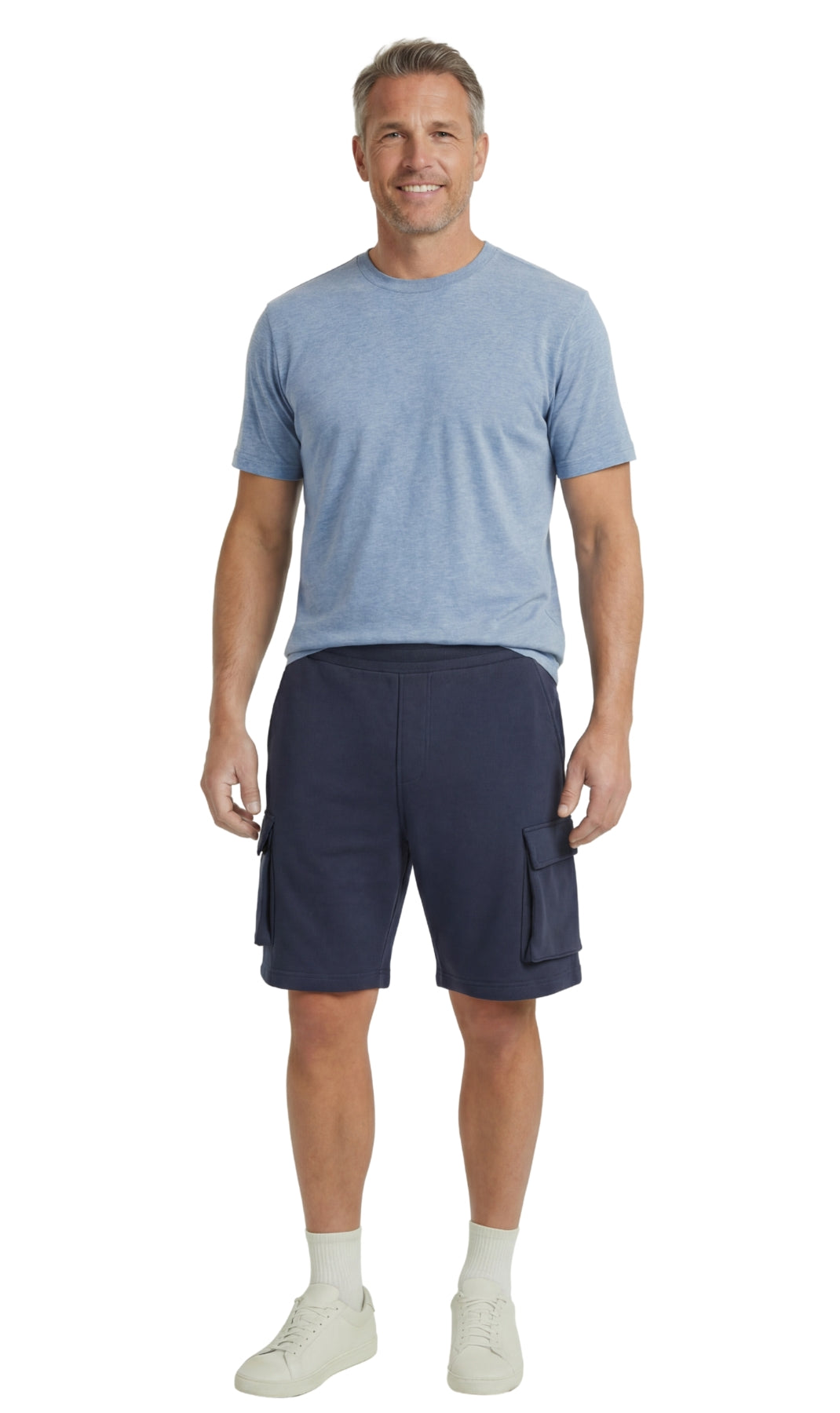 Turtle Bay men's fleece cargo shorts in Dark Navy